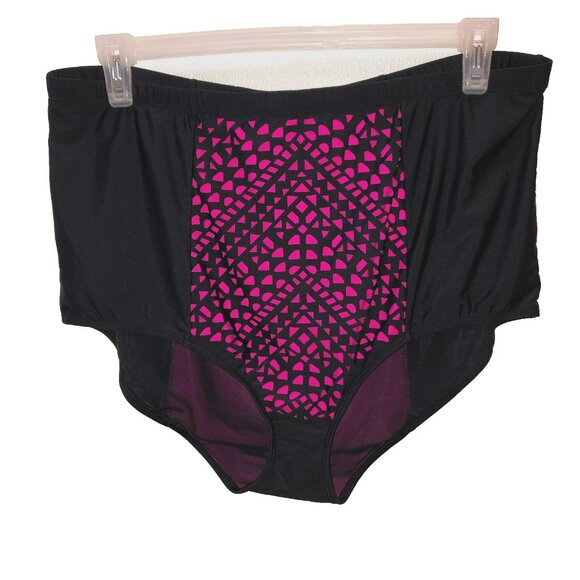 Torrid Size 3 3X Black Purple Laser Cut Tummy Control High Waist Swim Bottom - Picture 1 of 6